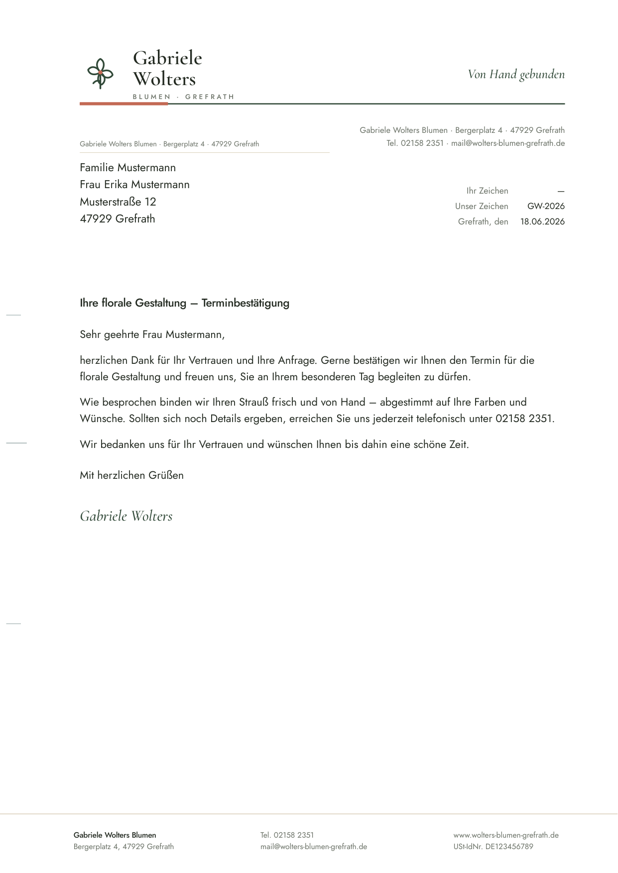 Vorschau des Briefbogens (DIN A4)